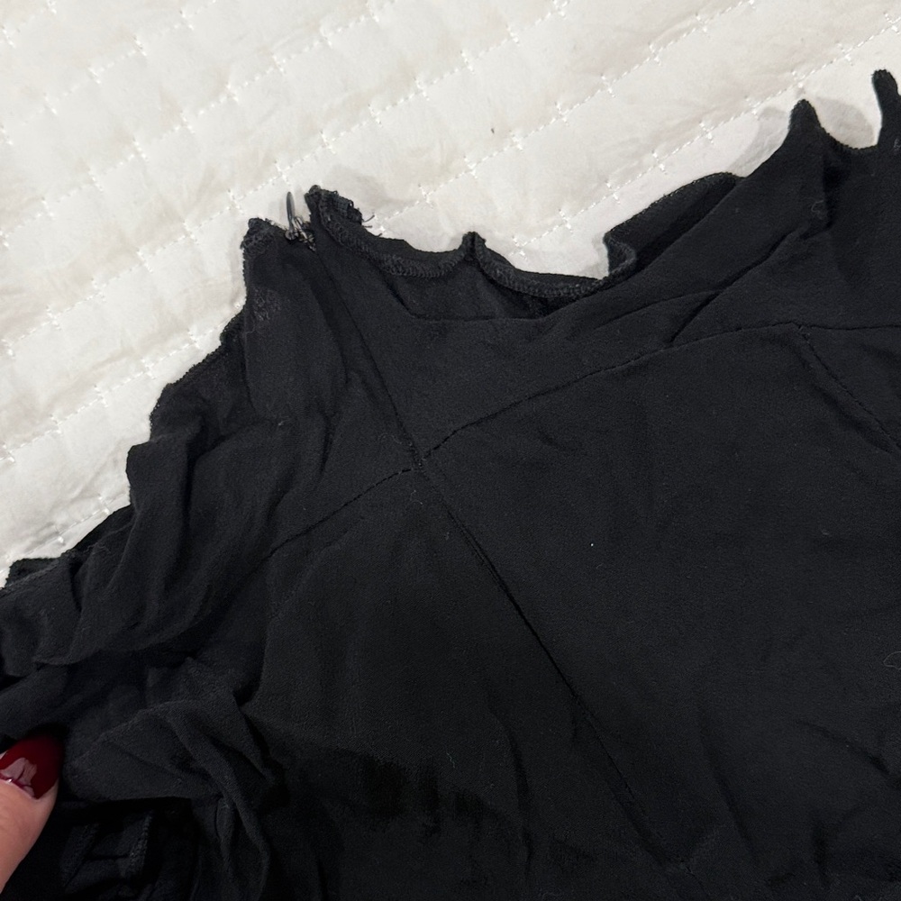 Black Ruffled Crop Top - Picture 3 of 3